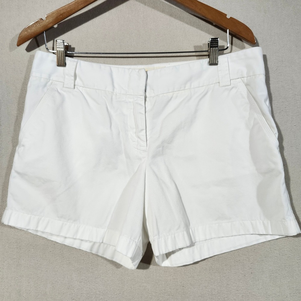 J.Crew Womens White Classic Twill Chino Shorts‎ City Fit Size 12 Cotton RN77388